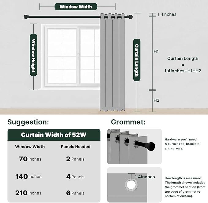 H.VERSAILTEX Premium Blackout Bedroom Curtains 84 Inches Long Gray Curtain - Image 7