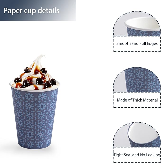 300 Pack 5oz Paper Cups, Disposable Bathroom Navy Floral Small Mouthwash Cups 5 OZ for Barth, Parties, Picnics, Barbecues, Travel and Events.