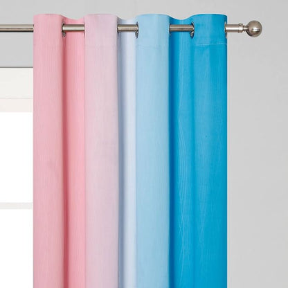Pink and Blue Ombre Curtains for Bedroom 72 Inch Long | Room Darkening Curtains - Image 4