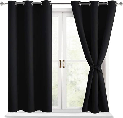 Short Blackout Curtains for Bedroom, 2 Panels, 38 x 45 Inch | Light Blocking & by Hiasan