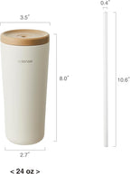 Odense Legodt Straw Tumbler 24oz - Double Stainless Vacuum Insulated Tumbler with Lid & Straw - Travel Mug, Water Bottle for Iced Coffee & Iced Tea, Cold Drinks, Dishwasher Safe(Tangerine Yellow)