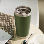 DOMICARE 20oz Stainless Steel Tumbler Bulk with Lid, Double Wall Vacuum Insulated Travel Mug, Powder Coated Coffee Cup, Army Green, 8 Pack