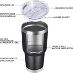 DOMICARE 30 oz Tumbler with Lid and Straw, Stainless Steel Tumblers Bulk, Insulated Vacuum Double Wall Travel Coffee Mug, Durable Powder Coated Tumbler Cups (Black, 8)