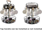 Coffee Mug Holder, 2 Tier Coffee Cup Holder with Hooks, Rotatable Mug Rack Organizer with Cup Pods & Saucer Basket for Bar Kitchen Counter
