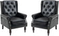 Mid-Century Wingback Chairs Set of 2, Faux Leather Accent Chairs Armchair by Lin-Utrend