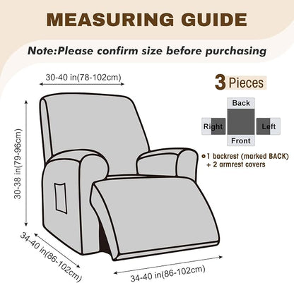Gennia Recliner Chair Covers 3 Pieces Extra, Waterproof Jacquard Reclining - Image 4