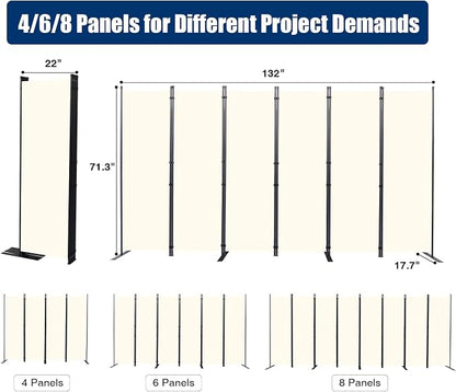 Room Divider 6FT Portable Room Dividers and Folding Privacy Screens, 6 Panel - Image 6