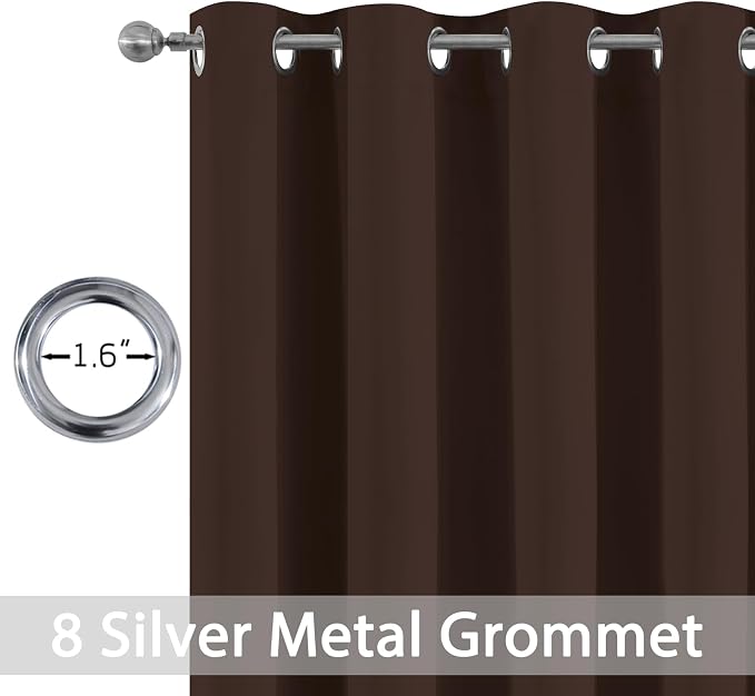 Yakamok Room Darkening Curtains 52x72 inch Long Chocolate Brown-Living Room | 2 - Image 2