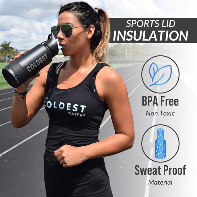 Coldest Insulated Water Bottle with Straw Lid - Stainless Steel Metal Insulated Bottle for Men & Women (Green Aurora Glitter, 21 oz)