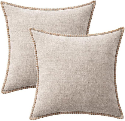 MIULEE Decorative Couch Throw Pillow Covers 18x18 Inch Taupe 2 Pack | Farmhouse - Image 8