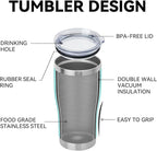 DOMICARE 20oz Tumbler with Lid Stainless Steel Tumblers Bulk, Double Wall Vacuum Insulated Coffee Travel Mug Powder Coated Tumbler, Light Blue