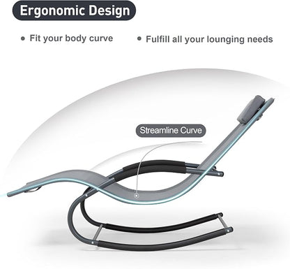 Outdoor Lounge Chair with Pillow, Pool Chaise Lounge Chair Set of 2 - Image 3