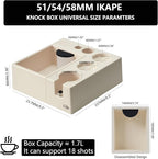 IKAPE Espresso Knock Box, Espresso Coffee Organizer Box Fit for Storage 51, 54, 58MM Espresso Tamper, Distributor, Portafilter & Puck Screen Accessories, Plastic Station Base(White)