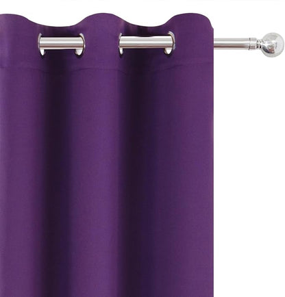 Blackout Curtains 66 x 72 Inch Long Purple Curtains Set of 2 Panels Room - Image 6