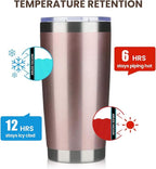 MEWAY 20oz Tumbler 4 Pack Double Wall Vacuum Insulated Travel Mug Bulk, Stainless Steel Tumblers with Lid and Straw, Durable Powder Coated Coffee Cups for Cold & Hot Drinks (Rose Gold, 4)