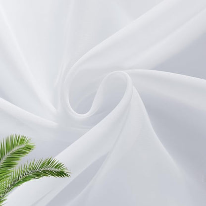 SpaceDresser White Kitchen Sheer Valance Curtains 40 Inch, Voile Sheer Cafe - Image 5