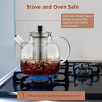 Glass Teapot with Removable Infuser,Ehugos 800ml (27OZ) Stovetop Safe Small Tea Pot, Blooming and Loose Leaf Hand Crafted Kettle for Women and Adult with Stainless Infuser