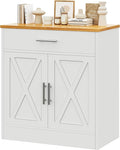 Vongrasig Sideboard Buffet with Storage, Modern Kitchen Storage Cabinet with 1 Drawer and 2 Doors, Wood Coffee Bar Buffet Table for Kitchen, Dining Room, White