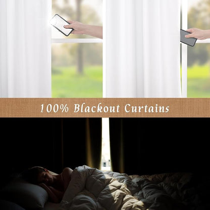 48 Inch 100% Blackout Short Linen Curtains - Image 3