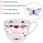Mom Mugs for Daily Coffee and Tea, Premium 20 oz Bone China Coffee Tea Hug Mug, Perfect Holiday, Birthday, and Mother's Day Gift for Moms, Designed in England by Harvest Green Studio