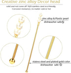 Exquisite Gold Pearl Stainless Steel Coffee Beverage Stirrers Stir Cocktail Drink Swizzle Stick for Wendding Party Value Pack, Hostess Gifts Set of 4, 7.5 Inches Long