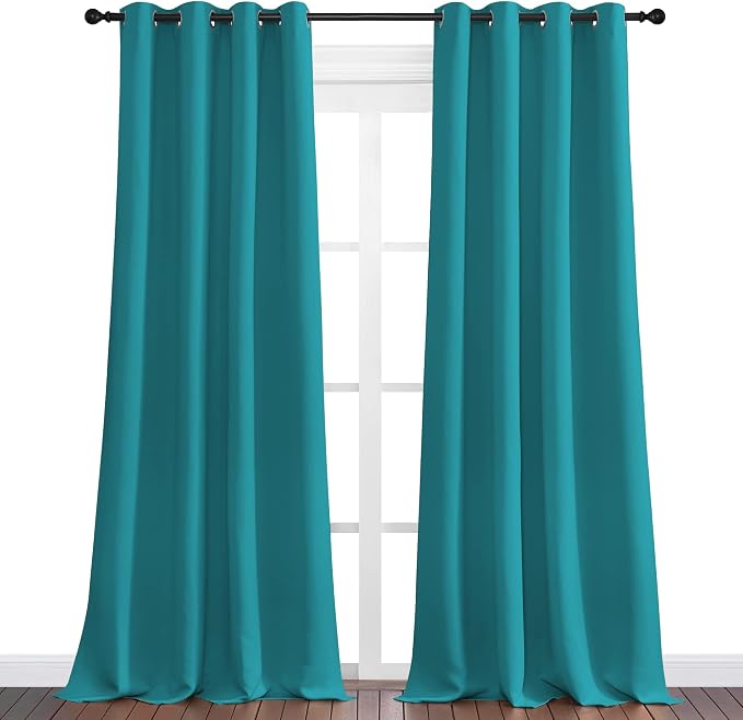 NICETOWN Room Darkening Curtains 120 inch Length 2 Panels, Peacock Teal - Image 2