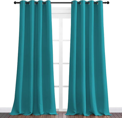 NICETOWN Room Darkening Curtains 120 inch Length 2 Panels, Peacock Teal - Image 2