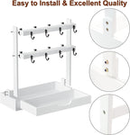 MinBoo Coffee Mug Cup Stand Bamboo Counter Top with 16 Hooks 2 Tier Coffee Mugs Tree with Coffee Pod Drawer Countertop Mug Rack Shelf Organizer Stand for Home Coffee Bar Kitchen Storage Display White