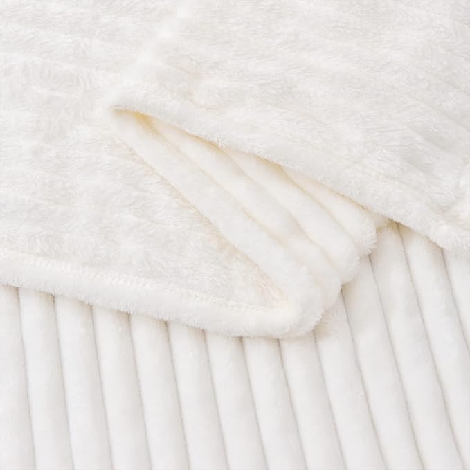 BEDELITE Ribbed Jacquard Off White Blankets Queen Size - Image 7
