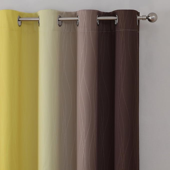 Brown and Yellow Blackout Curtains 52Wx84L Inch 2 Panels | Thermal Insulated - Image 4