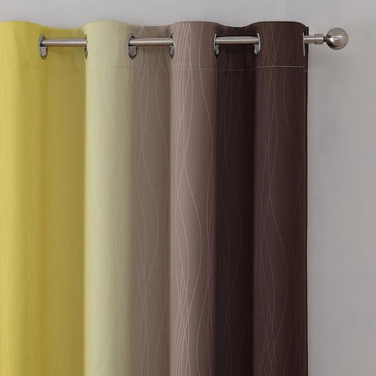 Brown and Yellow Blackout Curtains 52Wx84L Inch 2 Panels | Thermal Insulated - Image 4