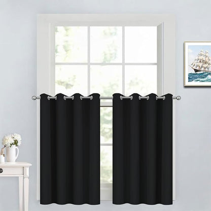 Yakamok Black Room Darkening Window Curtains 52x36 Inch by Yakamok