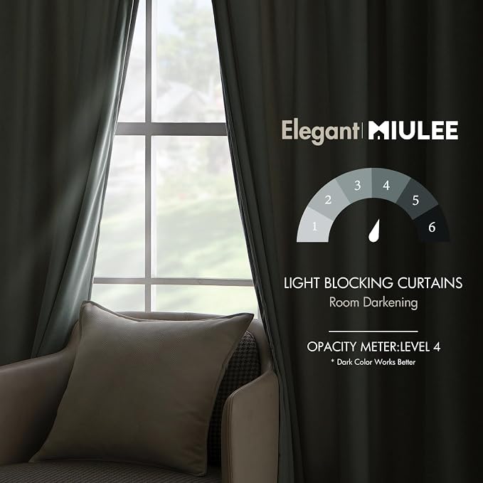 MIULEE Velvet Curtains 52x108 inches 2 Panels Misty Blue Blackout Curtains | - Image 5