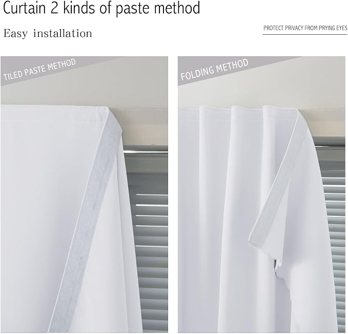 Blackout Curtains with Self Adhesive Tape No Rod No Drill Easy Install Window - Image 6