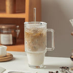 KEMORELA 6-Pack 24oz Glass Tumblers with Straws & Lids, Begonia Floral Iced Coffee Cups with Handles, Reusable Smoothie Glasses, Dishwasher Safe Cold Drinkware Set, BPA-Free Straws Included