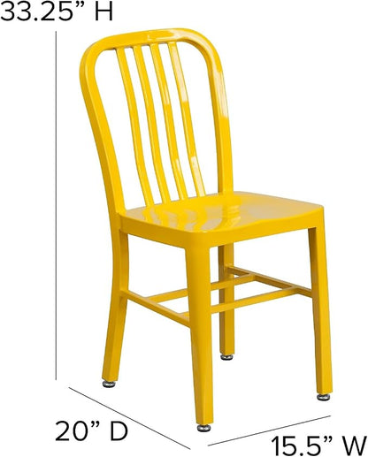 Flash Furniture Commercial Grade Yellow Metal Indoor-Outdoor Chair - Image 3