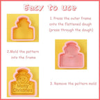 8 Piece Christmas Cookie Cutters, 3d Raised Design Gingerbread Cookie Stamps, Cookie Cutter Set suitable for Frosting Decoration, Mini Pie Molds, Apple Pie Pastry Biscuit Cutter (Christmas-F)