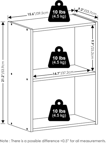 Furinno LUDER Book Shelf, 2-Tier Modern Bookshelf, Open Shelves Bookcase - Image 3