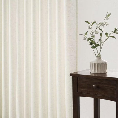 Topfinel 96 Inches Long Pinch Pleated Semi Sheer Curtains, Natural Linen - Image 5