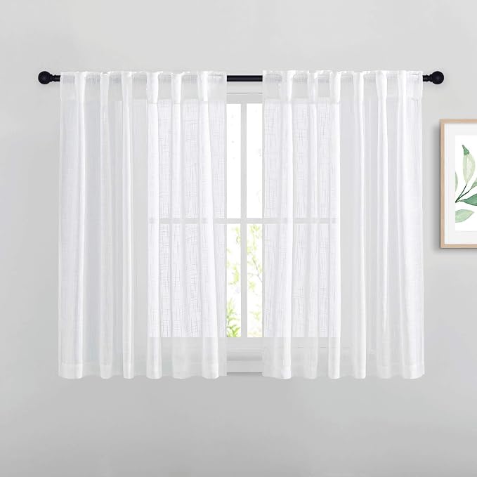 NICETOWN White Sheer Bathroom Curtains Window Treatments, Rod Pocket & Back Tab by NICETOWN