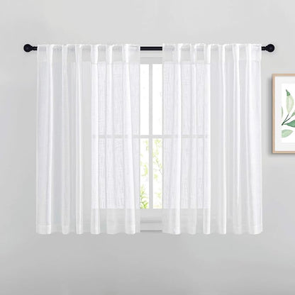 NICETOWN White Sheer Bathroom Curtains Window Treatments, Rod Pocket & Back Tab by NICETOWN