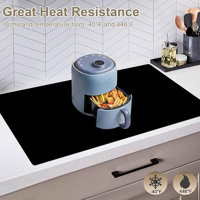 23.6"x15.7"(60cmx40cm) Large Silicone Mat for Kitchen Counter, Non-Slip Heat Resistant Countertop Protector, Waterproof Multipurpose Mat for Kitchen Island, Dark Gray