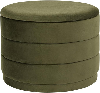 23" Upholstered Round Velvet Ottoman by CAIPINFUL