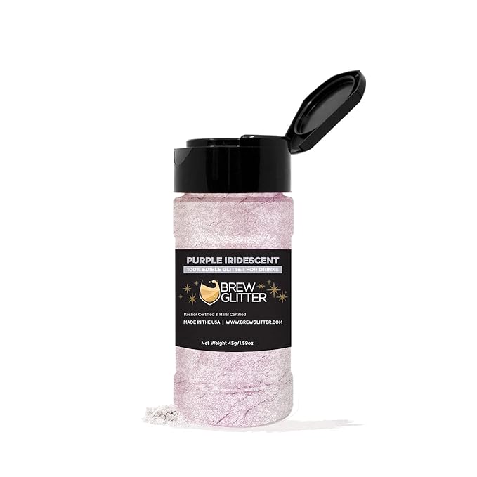 Brew Glitter - Purple Iridescent (45g Shaker 1x Jar) | Color Changing Edible Glitter for Drinks, Cocktails, Beer, Garnish & Beverages