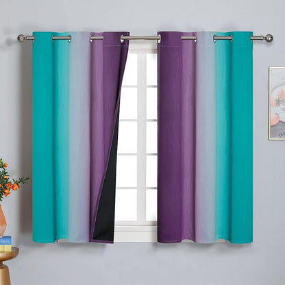 Ombre Teal and Purple Blackout Curtains - Image 2