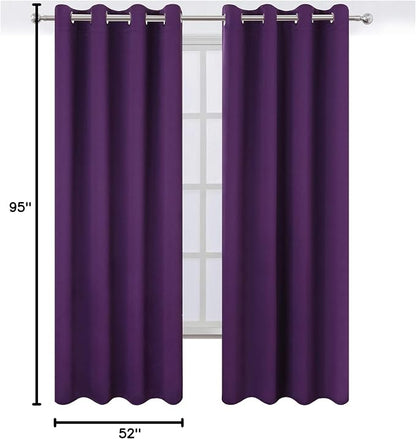 Purple Thermal Blackout Curtains/52 x 95 Inch/Set of 2 Panels Room Darkening - Image 10