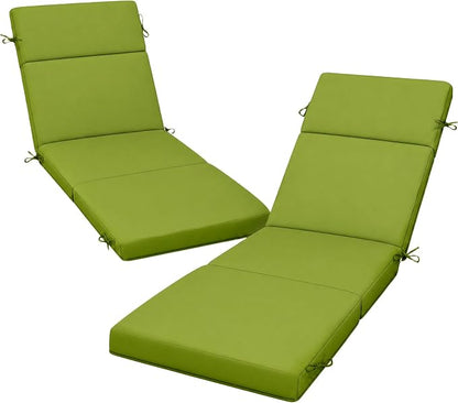2 Pcs Outdoor Chaise Lounge Cushion 72" x 21" x 3", 4-Section Folding Patio by VOGVOG