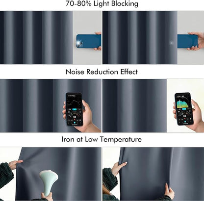 MIULEE Stone Blue Back Tab Blackout Curtains 52x120 Inch Long 2 Panels Set | - Image 5