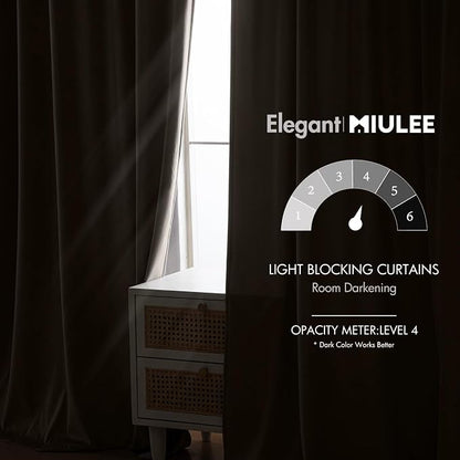 MIULEE Taupe Velvet Curtains 52x108 inches Luxury Blackout Curtains | Thermal - Image 5