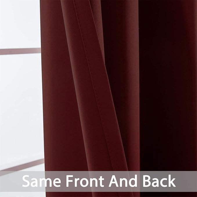 Yakamok Room Darkening Curtains 52x96 inch Length Burgundy Red-Living Room | 2 - Image 6